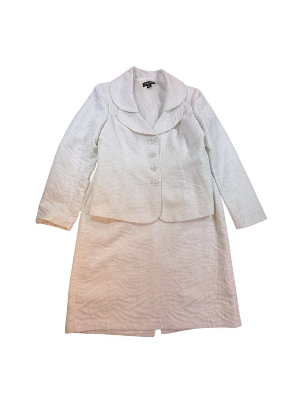 Isabella Skirt Suit Women’s Size 12 Ivory Textured 2 Piece Church Career Set